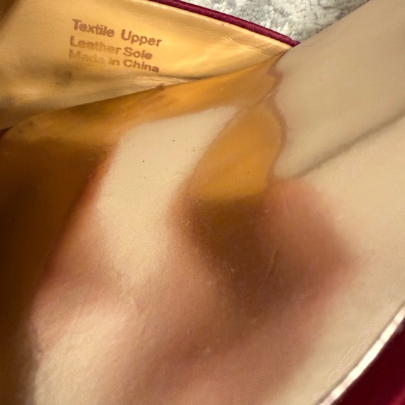 Badgley Mischka Burgundy Satin Peep-Toe Heels with Crystal embellishment - Picture 8 of 13